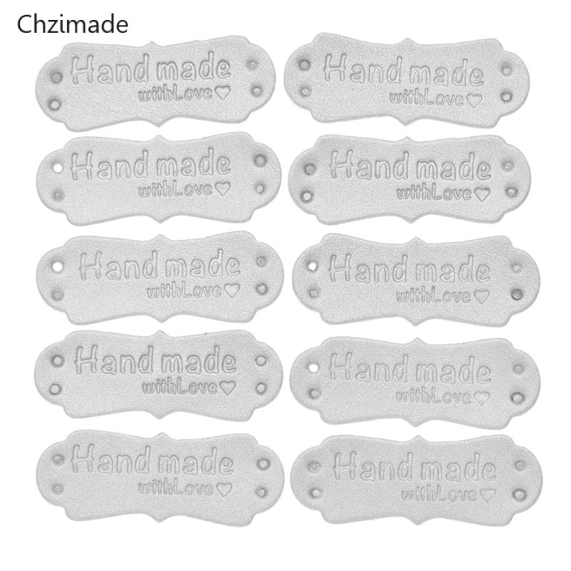 10 шт./лот бирки ручной работы с тиснением для одежды этикетки из искусственной