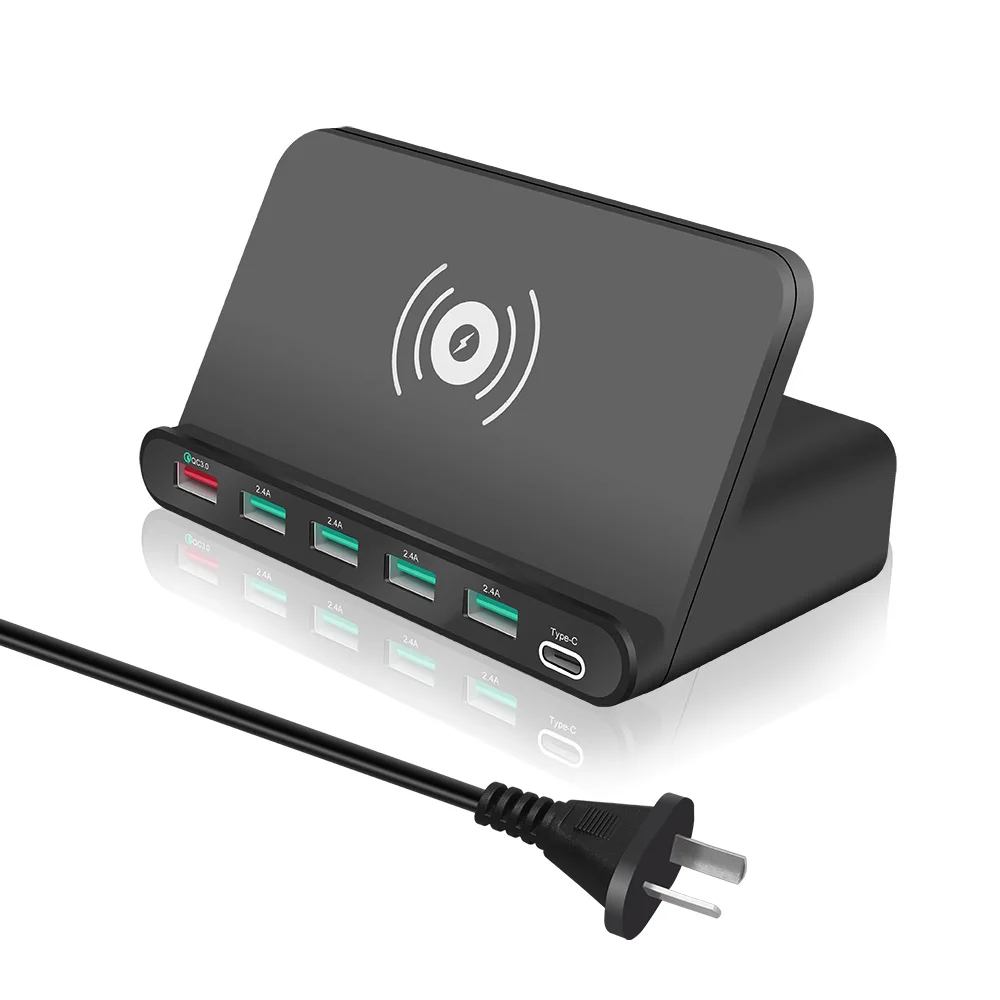 Быстрая зарядка 3,0 концентратор USB Type C PD Qi Беспроводное зарядное устройство 60 Вт 7 в 1 телефонный адаптер для MacBook iPhone samsung huawei Xiaomi Airpods - Цвет: AU