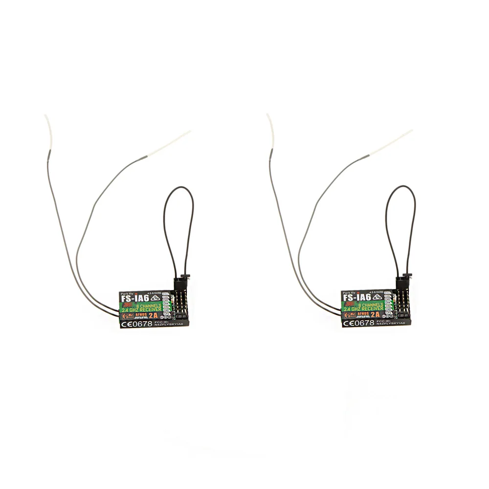 2Pcs 2.4G Flysky FS-iA6 6 Channel Remote Control Receiver with Double Antenna Compatible i4 i6 i10 GT2E GT2F Transmitter | Игрушки и