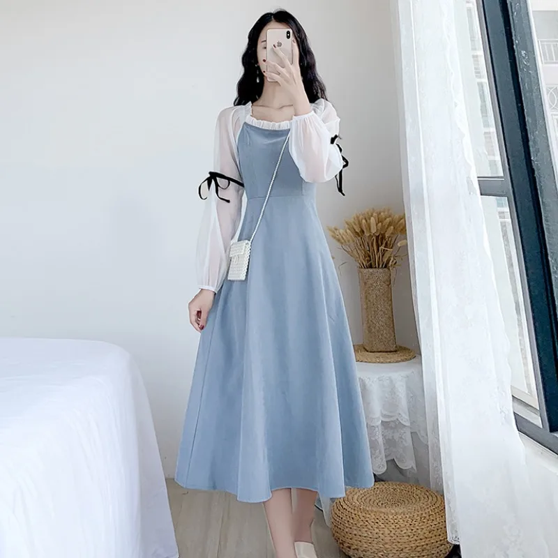 

Повседневное винтажное шикарное осеннее платье CGC 2021, Женские французские Элегантные платья миди с длинным рукавом и талией, Женские одното...