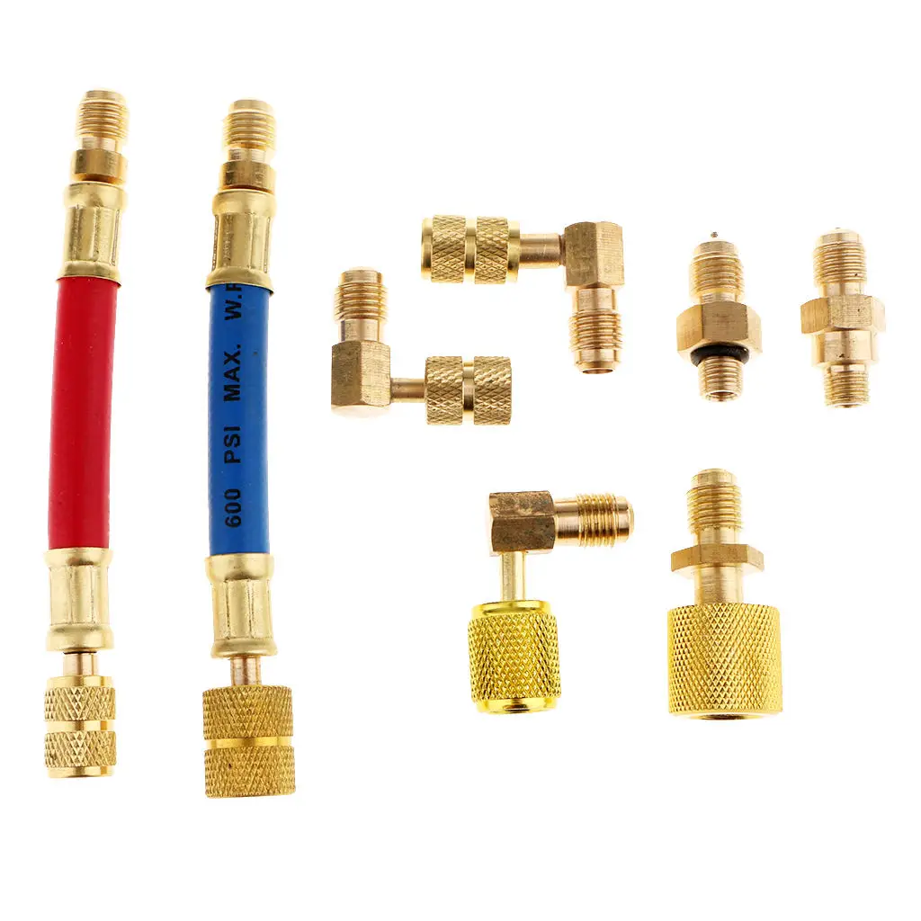 

8pcs/set A/C Air Conditioning Refrigeration R134A R12 Flex Hose Adapter