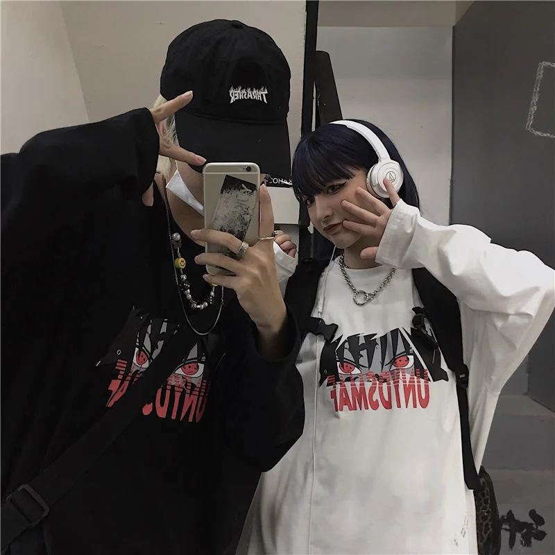 

Новинка 2021, женская футболка с длинным рукавом для студенток, Корейская версия свободного кроя, в стиле Харадзюку, ретро, рубашка в стиле ins д...