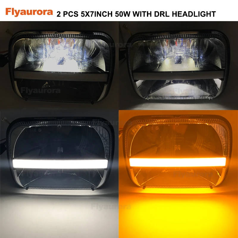 Flyaurora пара квадратный 5 ''x 7'' дюймов светодиодные фары trucklight с DRL