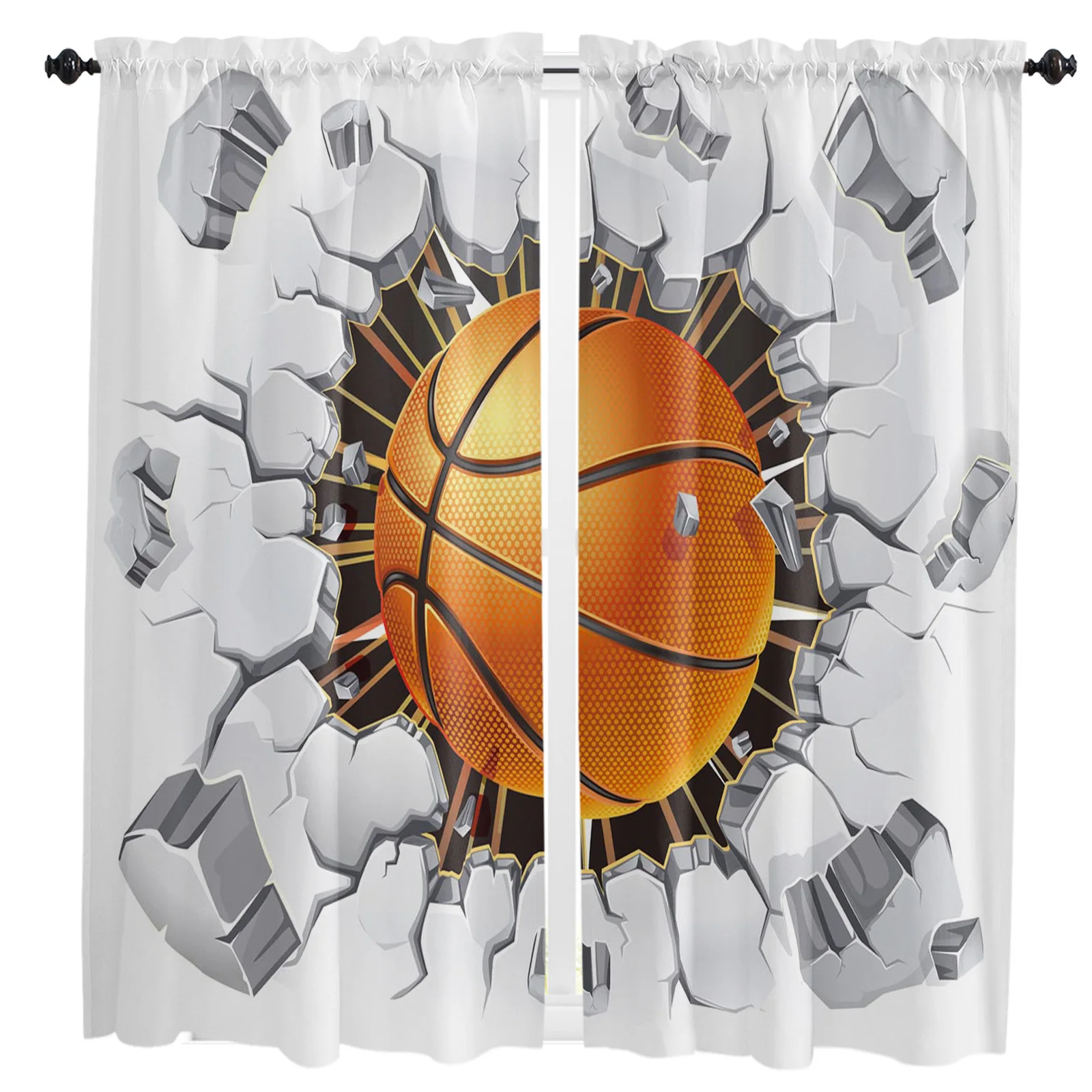 

Баскетбольная настенная занавеска с трещинами для гостиной, кухни, занавеска для спальни, декоративные оконные принадлежности, занавески для дома