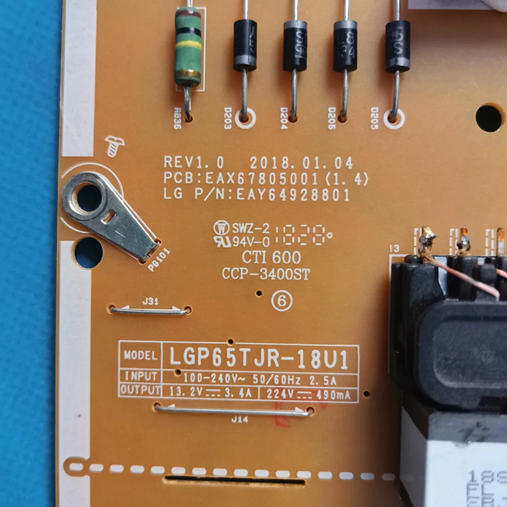 For LG 65LG63CKECA 65UK6300yvb 65um6950dub 65uk6470plc Power Supply Board LGP65TJR-18U1 EAX67805001(1.4) EAY64928801 PLDL-L707A