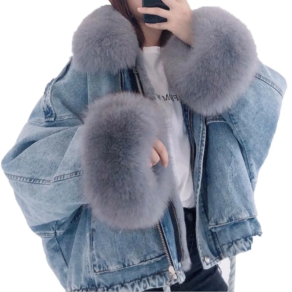 

Jacket Women Denim Casual Jacket Women Long Sleeve Short Thick Coats Elegant Winter Outwear Office Ladies Solid Streetwear Tide