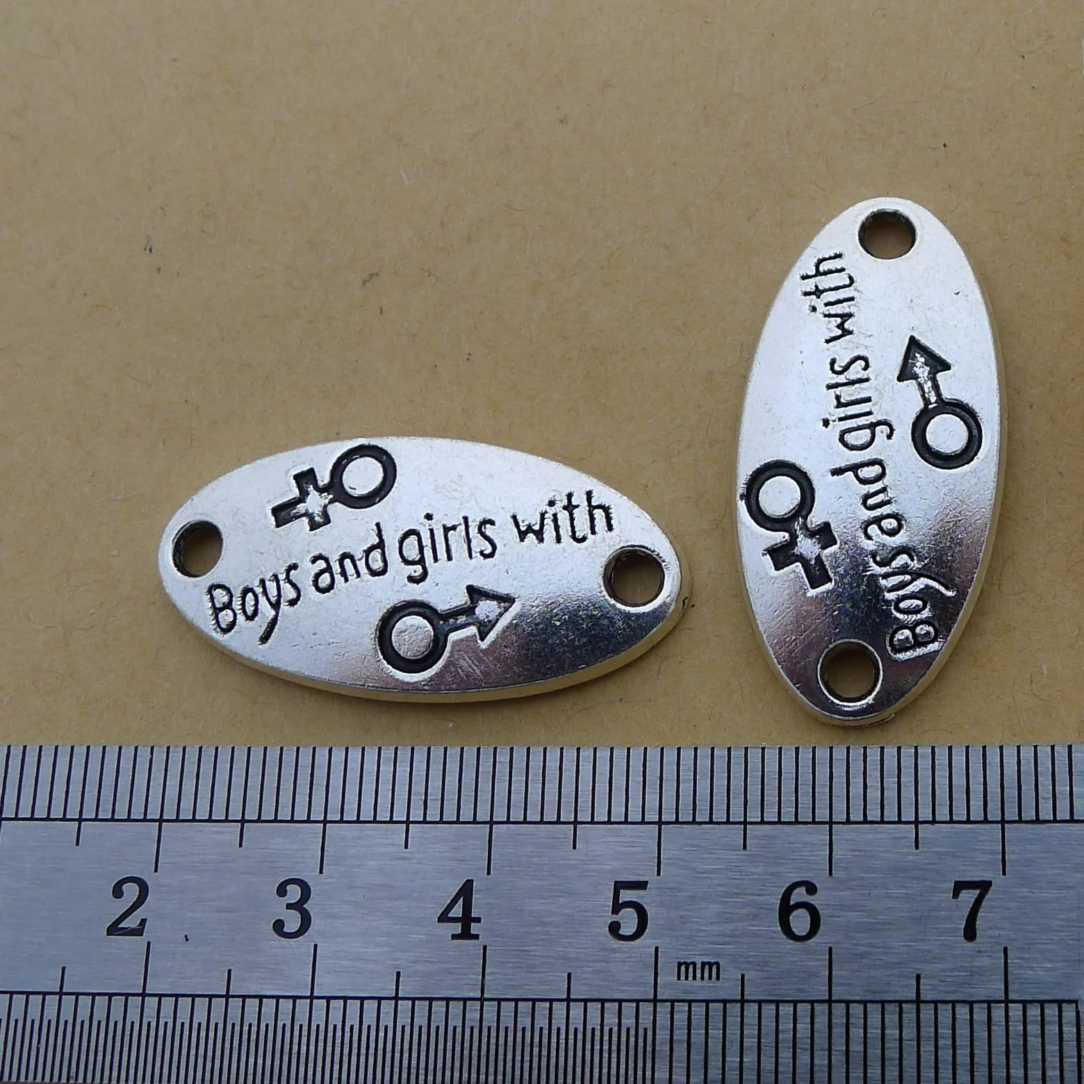 

Bulk Jewelry Bracelet Making 3 Pieces 33*16mm Antique Silver Color Oval Connector