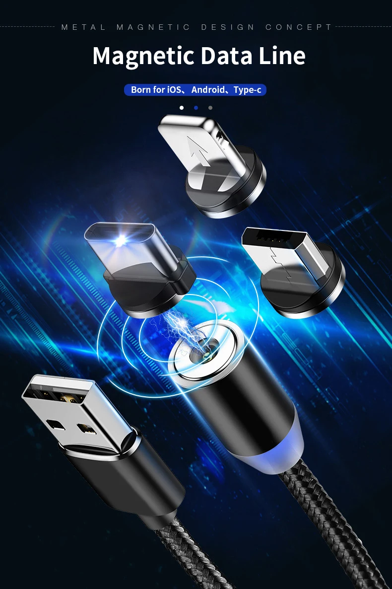 Быстрая зарядка USB кабель для Iphone TYPE-C Micro USB кабель для передачи данных магнитный разъем для Xiaomi Redmi samsung oppo зарядное устройство 1 м 2 м линия