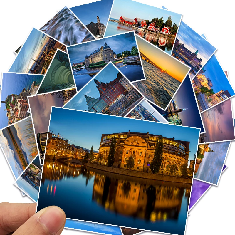 Скандинавская шведская открытка в стиле Путешествия Стокгольма поздравительная