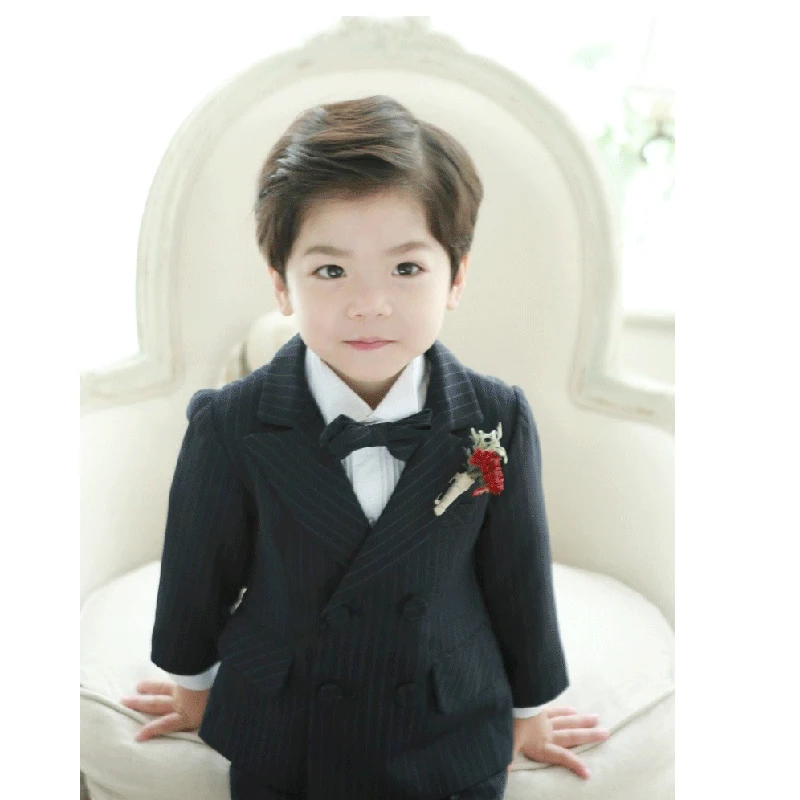3 Pcs Black Stripes Toddler Boys Suits Birthday Wedding Formal clothes Children Suit Tuxedo Dress Party Boy cothing sets |