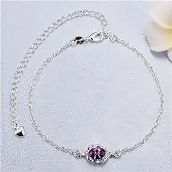 

Fashion silver jewelry European and American elegant hollow pattern fashion chain spa004-b purple spa004