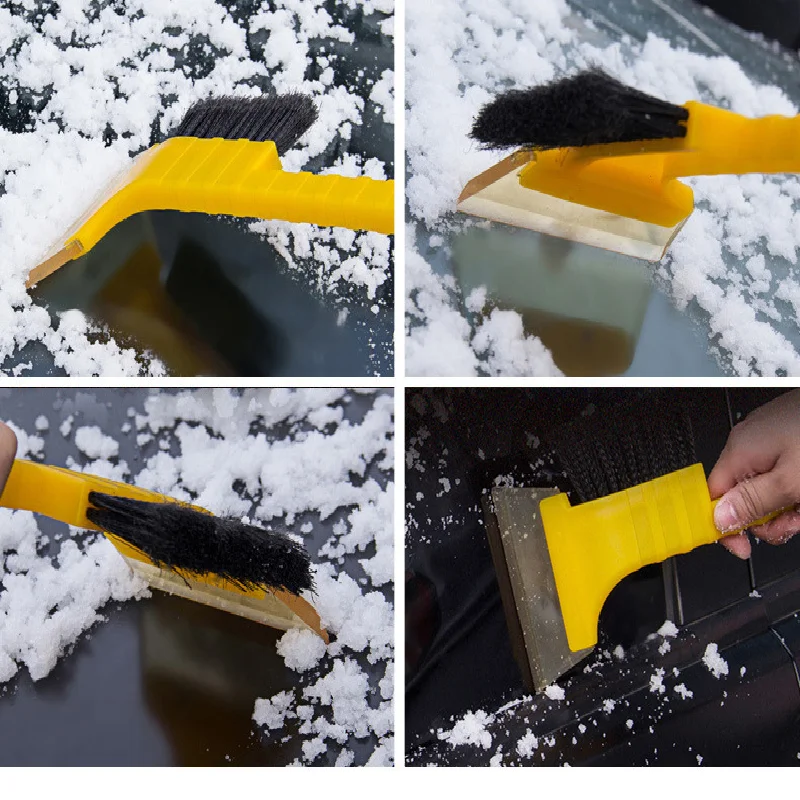 

1PCS 2 In 1 Car Snow Ice Scraper Long Handle Window Windscreen Windshield Soft Rubber Tendon Wweeping Snow Remover Shovel Deicer
