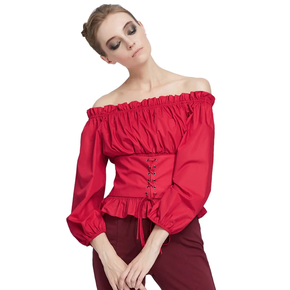 2019 Ретро Винтажные Топы женские Готический Ренессанс с открытыми плечами