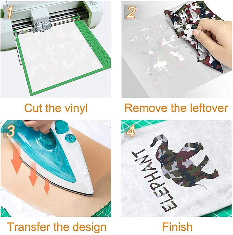 Передачу тепла винил ПУ HTV железо на с камуфляжным узором для футболок