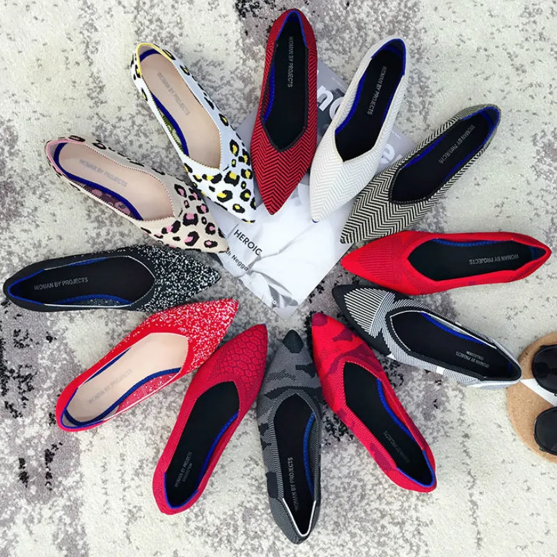 Балетки на плоской подошве Женская обувь с острым носком и закрытым леопардовым