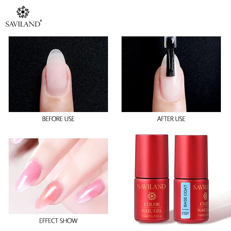 Saviland 7ml Top Base Coat Gel Nail Polish UV Semi Permanent Varnish Soak Off Primer Lacquer Art Manicure | Красота и здоровье