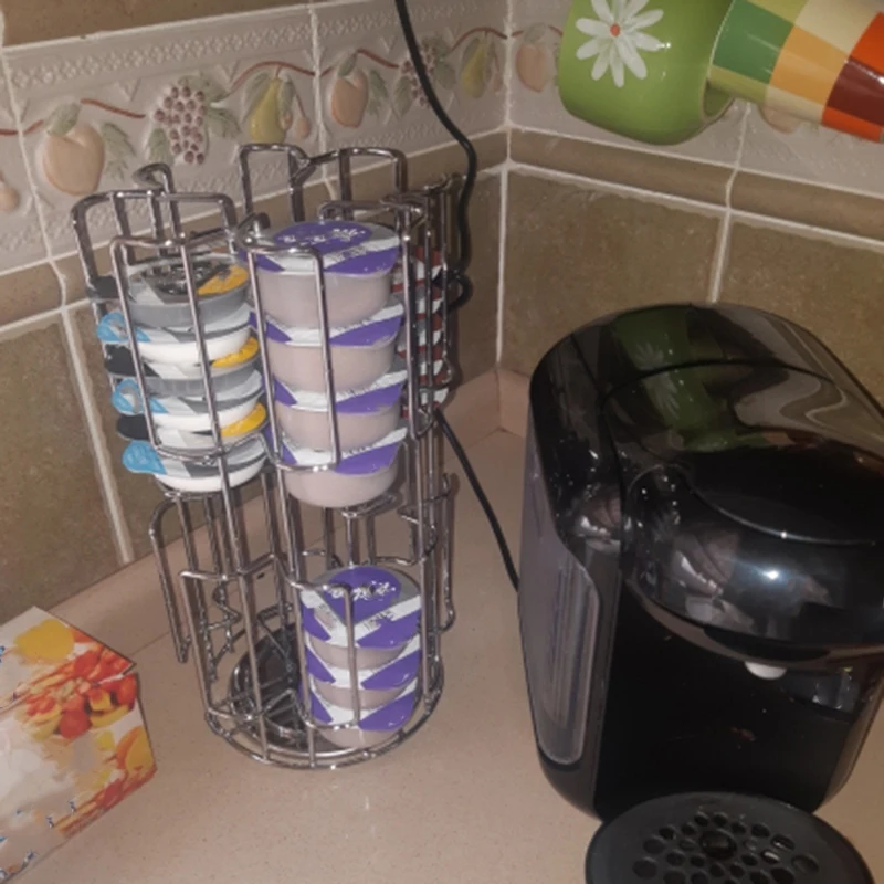 

Simple Style Rotating Capsule Coffee Pods Holder Storage Rack for 64 Tassimo Capsules