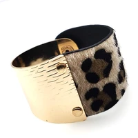 totabc fashion leopard punk bracelets for women boho gold color button vintage bracelet femme christmas punk jewelry