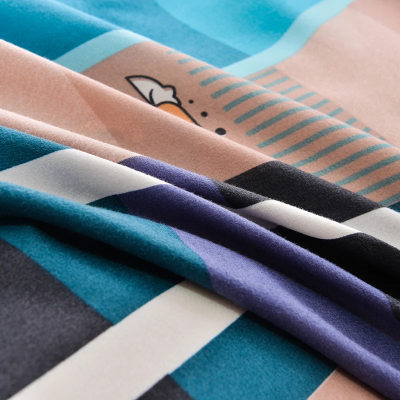 

Color stripe pattern printing bedding set Nordic modern style bed linen for home queen king single size bed set for kids adult