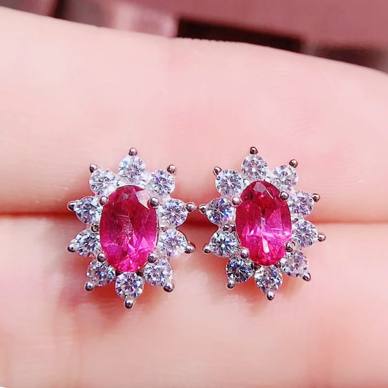

PER JEWELRY NATURAL REAL PINK TOPAZ OR DIOPSIDE STUD EARRING 0.6CT*2PCS GEMSTONE 925 STERLING SILVER FINE JEWELRY Q204249