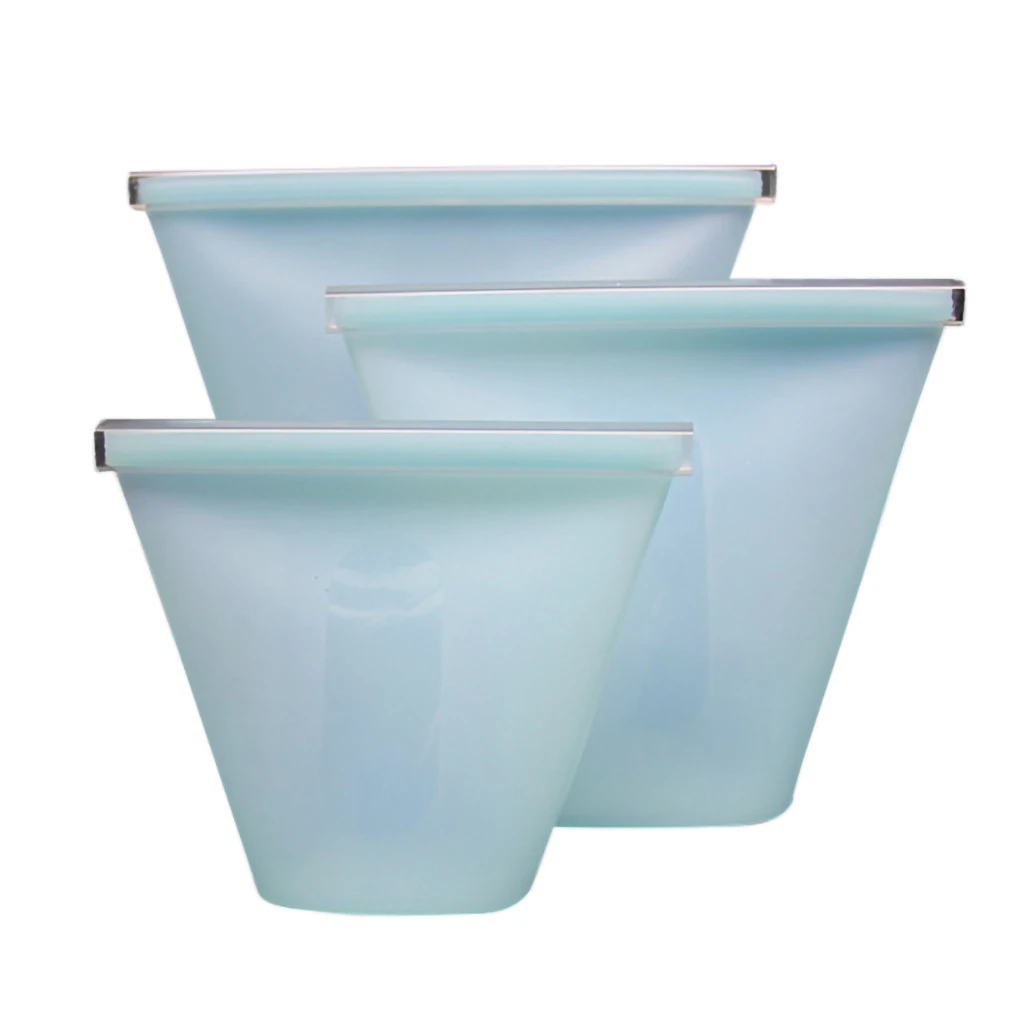 3 x Cup Set Blue 8 x многоразовые силиконовые пакеты для сохранения пищи герметичные уплотнения на молнии герметичные емкости для хранения продуктов контейнер Универсальная кухонная посуда - Цвет: 3 x Cup Set Blue