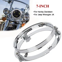 7inch led round headlight ring mount bracket chrome for harley davidson headlamp mounting clamp holder