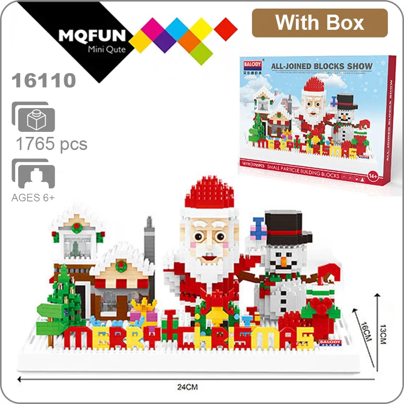 Balody LED flash light musical Christmas Box Snow man Santa Claus Educational Toy brinquedos Model Building Bricks Girl Gifts | Игрушки и