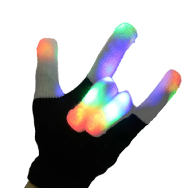 

Colorful Finger Glow Gloves LED Light Full Finger Gloves Flashing Cool Fun Halloween Toy for Children Adult Fidget Toys Festival