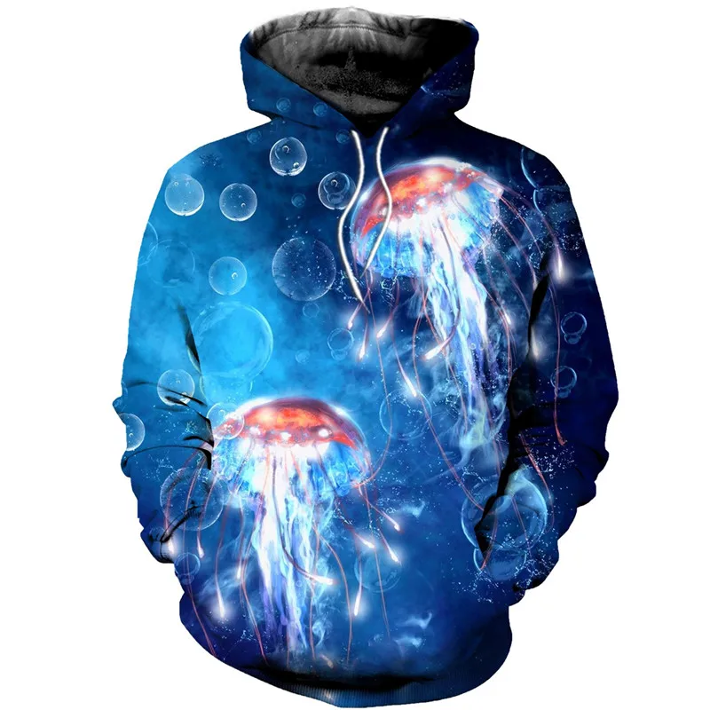 

3D printing jellyfish series fashion zipper Sweatshirt casual Street hip hop Hoodie---ccc