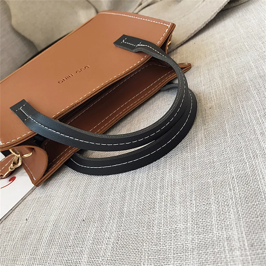 Повседневная однотонная сумка на плечо модные Прошитые натуральные мессенджеры