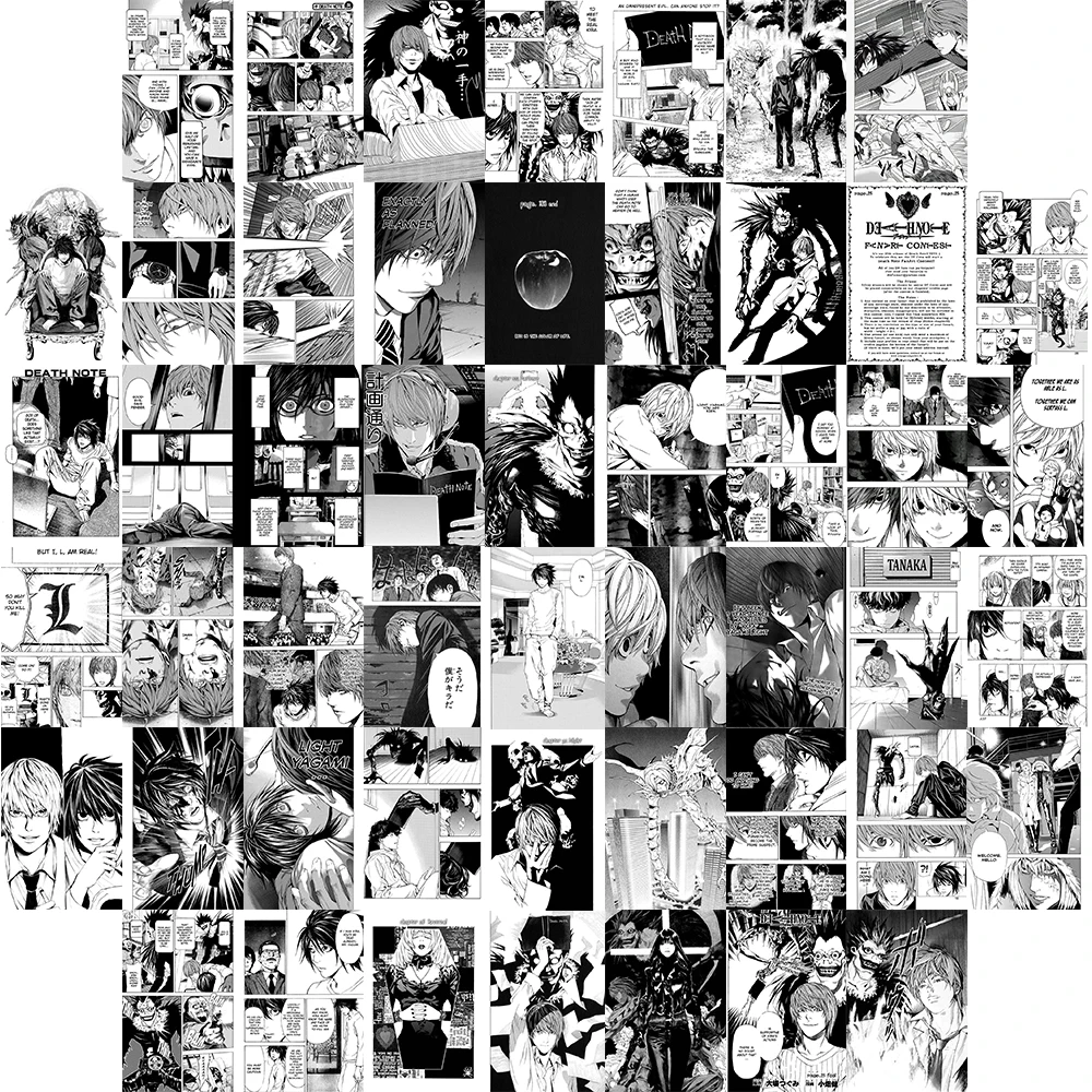 

50Pcs Super-famous Intellectual Duel Comics Manga Japanese Anime Death Note Wall Collage Kits for Anime Postcard Prop Home Decor