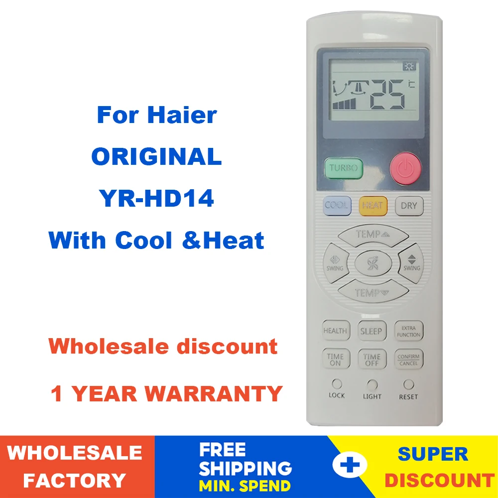 

NEW ORIGINAL Air Conditioning Remote Control YR-HD14 For Haier A/C Conditioner With Cool &Heat Controller
