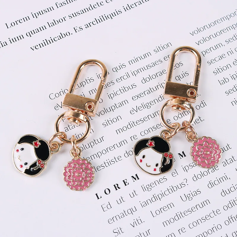 

Creative Simple Day Series Cartoon Key Chain Cute Doll Protection Set Small Pendant Car Key Chains Bag Zipper Pendant Key Ring