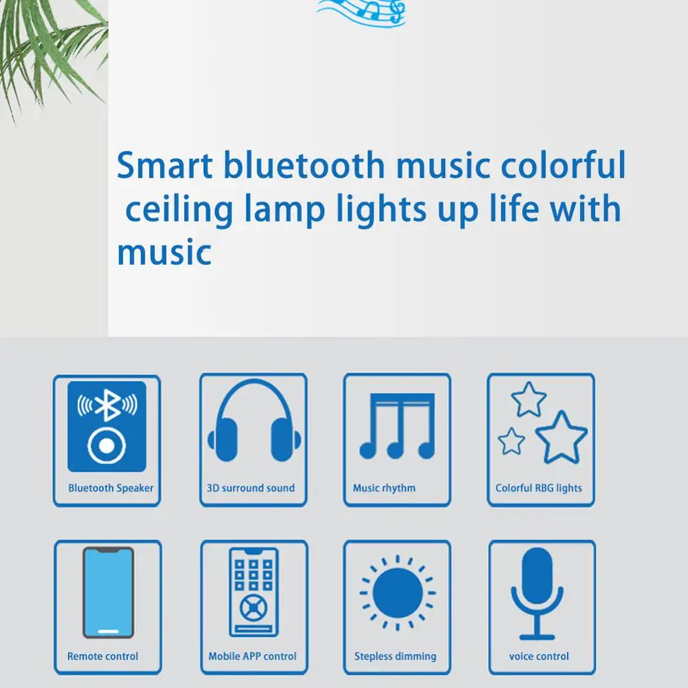 

Bluetooth LED Ceiling Light Remote Control 3 Lighting Modes Night Light with Music Player Bedroom Decorative Light LED RGB Light