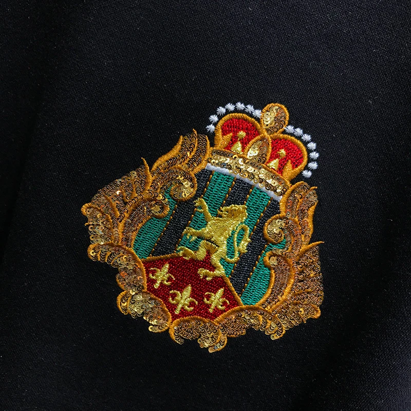 

Autumn 2020 new personality heavy craft letter animal pattern embroidery men's slim fitting Pullover crew neck sweater for men