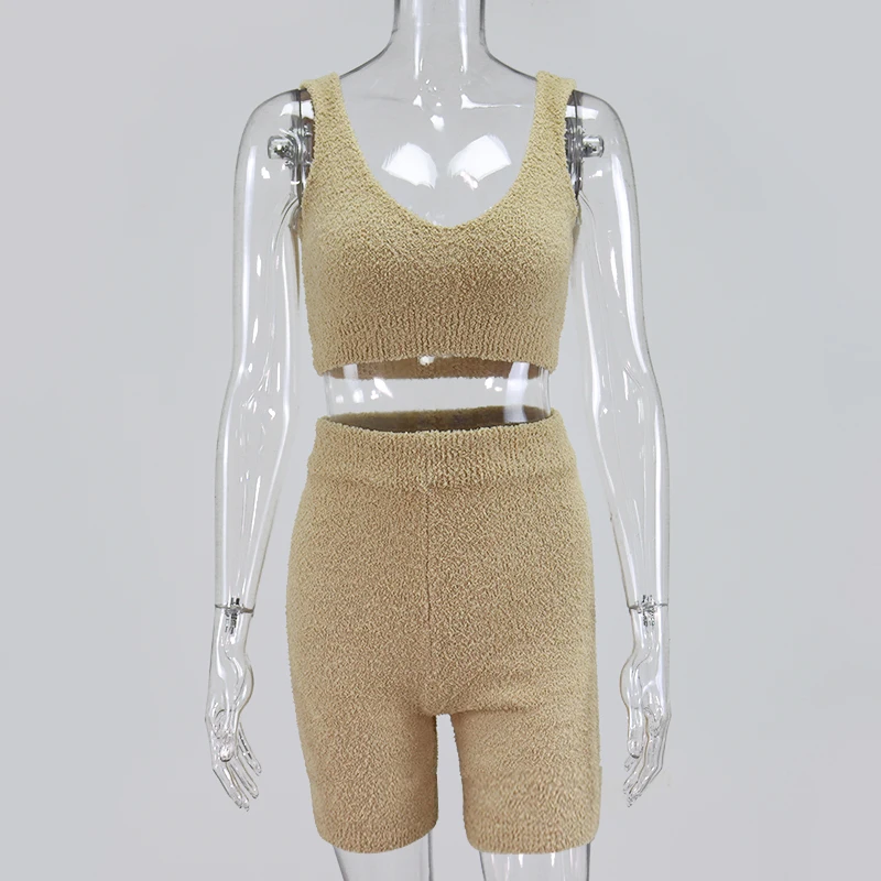 Sweater Vest Women Knitted Cropped Tops Two Piece Set Autumn Sleeveless Casual knitwear Loungewear |