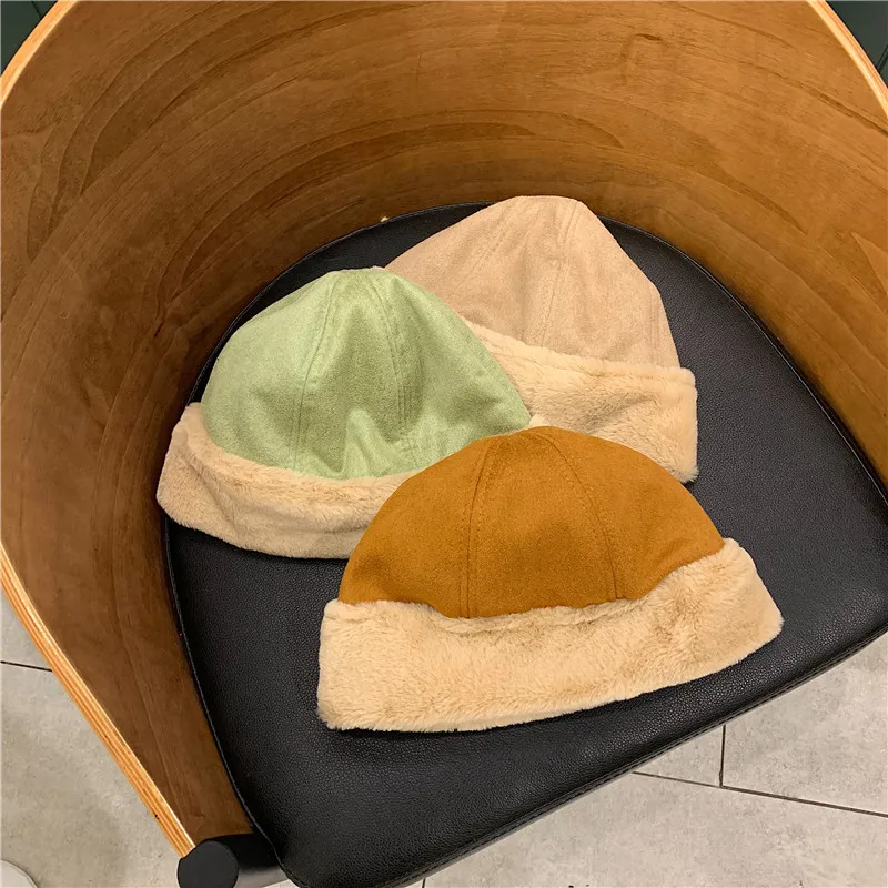 

6 Colors Autumn Winter Unisex Suede Beanie Hat Men Women Vintage Fashion Skullcap Street Social Dome Skullie Cap Warm 56-58cm