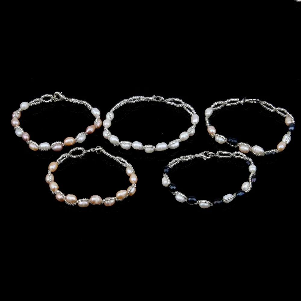 5 6 мм настоящий пресноводный жемчуг браслеты для женщин амулеты Мода натуральный