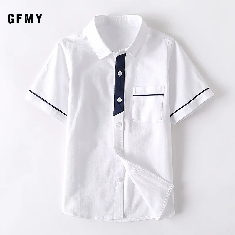 GFMY Kids Boy Shirts Clothes Solid Color 3-11Y Baby Shorts Sleeve Shirt Summer Tops Tees Shirts Children Cotton Blouse 2021