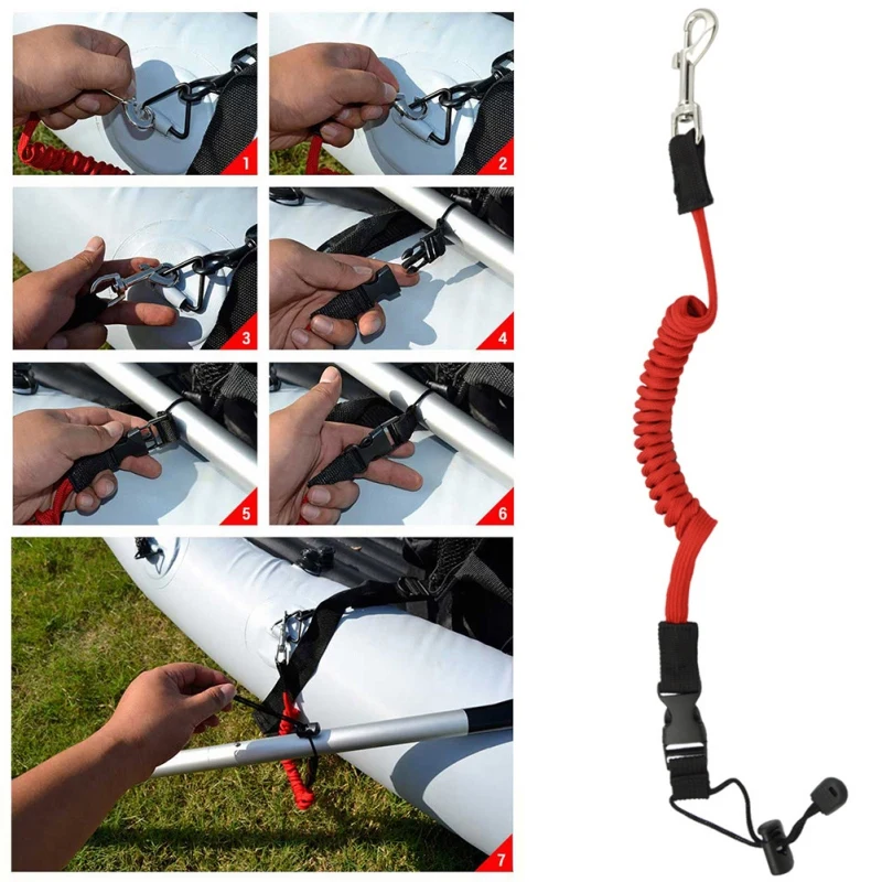 

Rowing Boat Elastic Paddle Leash Kayak Accessories Kayak Canoe Safety Fishing Rod Surfboard Surfing Coiled Lanyard Cord Tie Rope