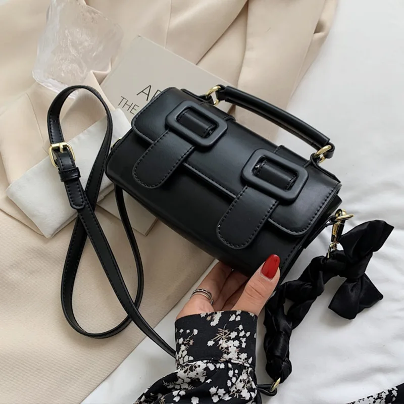 

Luxury Leather Handbag 2021 Personality New Solid Color Fashion One-shoulder Messenger Bag Simple Portable Small Square Bag