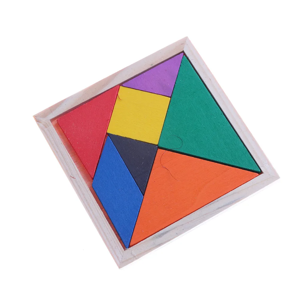 

Забавные деревянные Интеллектуальные развивающие Игрушки Tangram, головоломка для детей, головоломка для мозга, красочная квадратная игра IQ ...