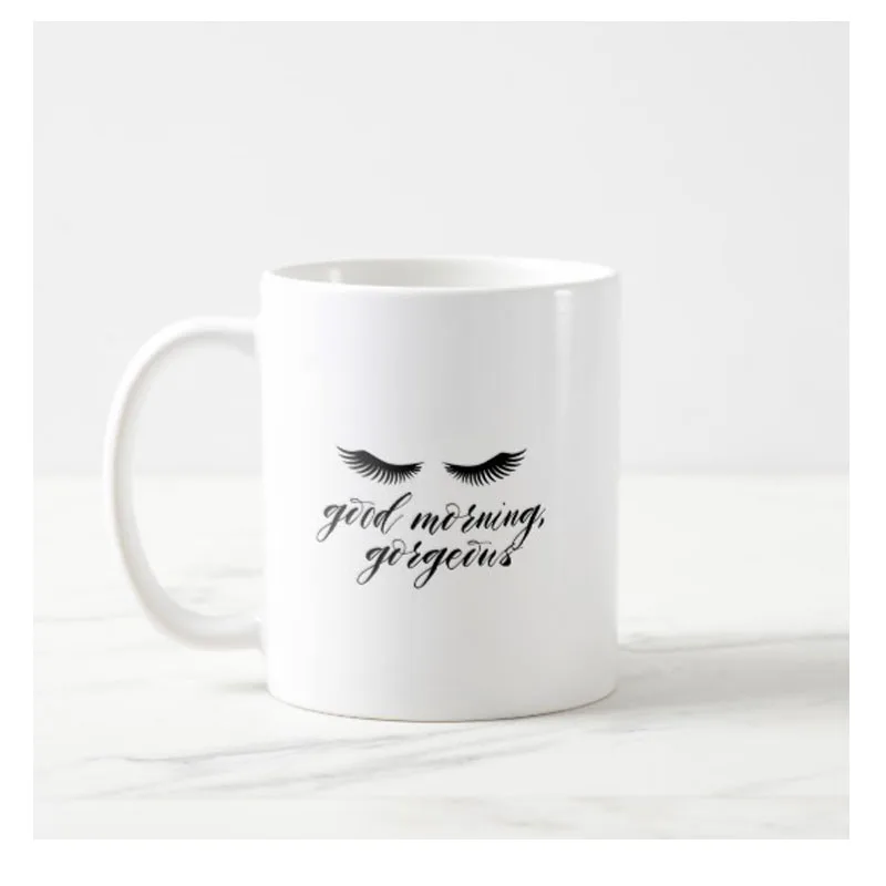 

Funny Eyelashes Good Morning Gorgeous Coffee Mug Tea Cup Novelty Eyelash Mugs Stylish Lash Lady Office Home Gifts Christmas gif