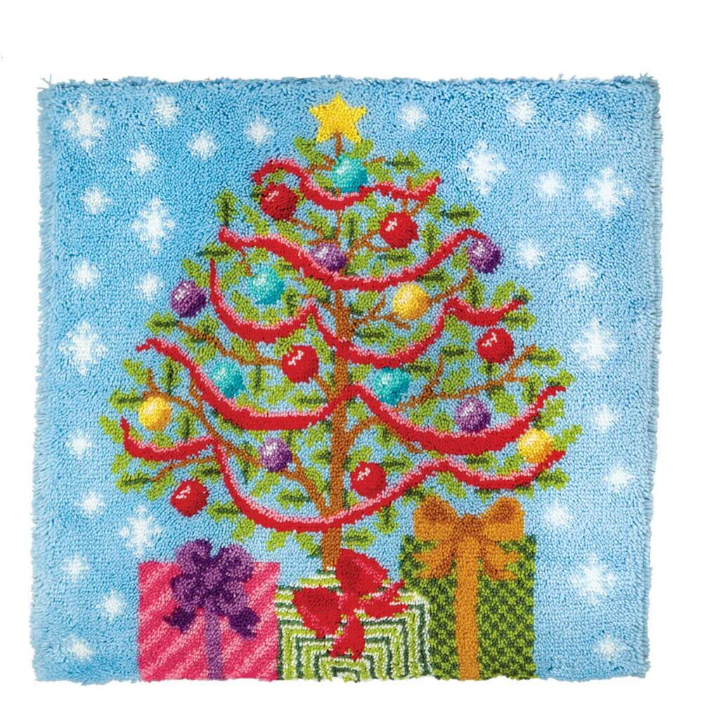 

Latch Hook Kits Pre-printed Pattern on Canvas DIY Rug Embroidery Set Crocheting for Kids and Adults Christmas decoration