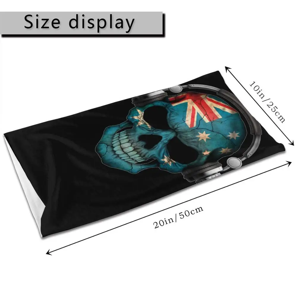 Dark Skull Deejay With Australian Flag bandana scarf DIY adult washable mask bbq menu by michelle bar sewing neck gaiter |