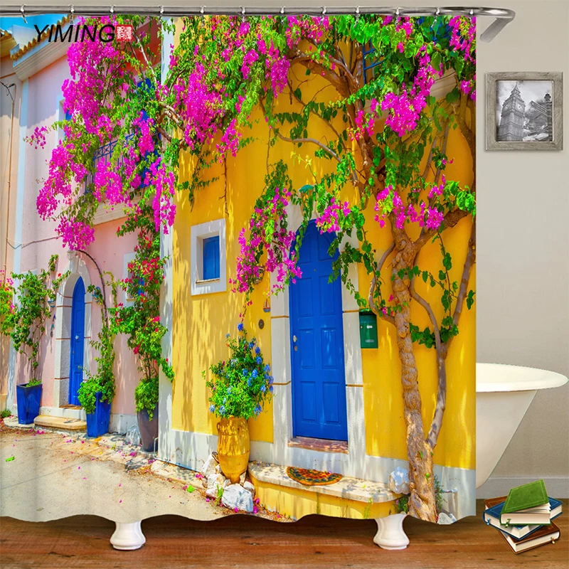 Занавеска для душа из полиэстера водонепроницаемая с 3D-принтом | Дом и сад