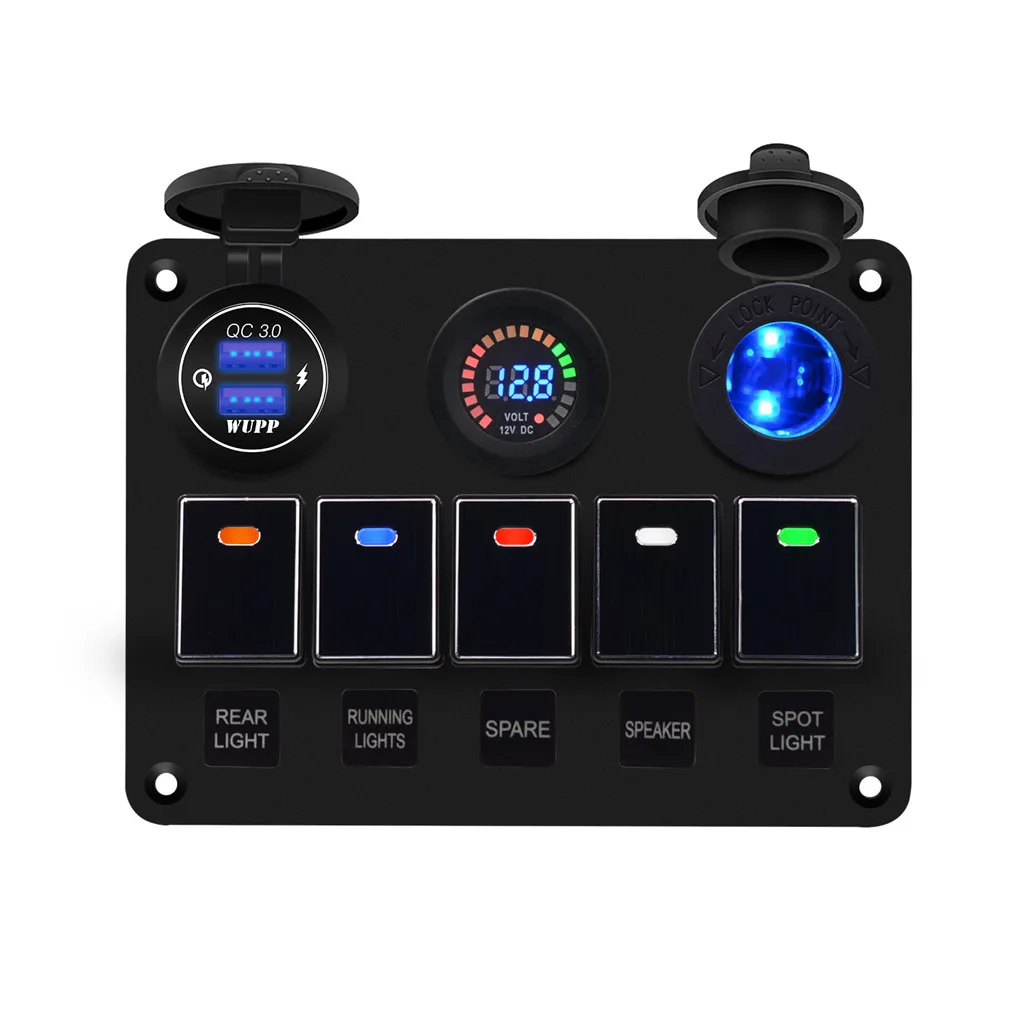 Металлическая панель переключателя 5 цветов двойная Быстрая зарядка из