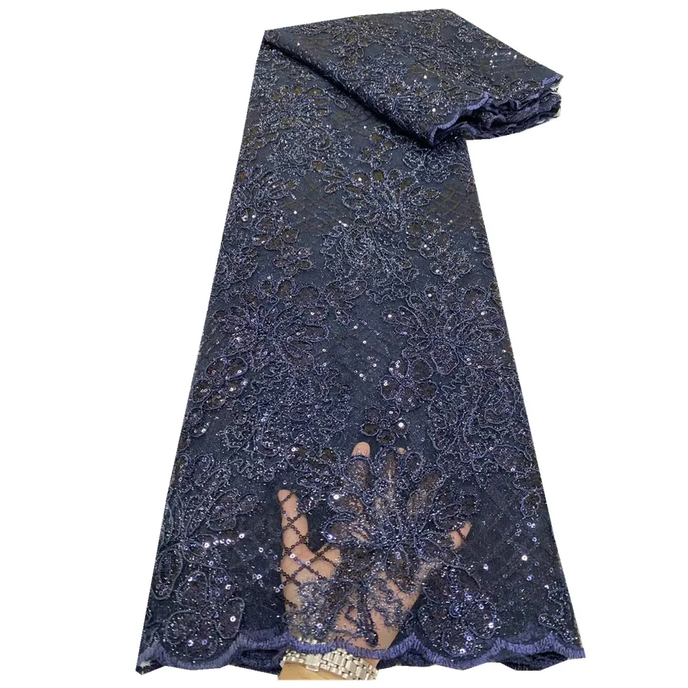 

Familiar African French Sequins Lace Fabric 2021 High Quality Lace Material Nigerian Lace Fabrics For Garment Sewing DP8956