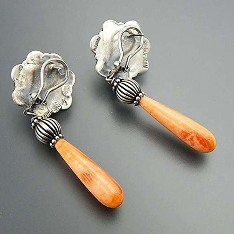 

Retro Style Archaic Color Boho Earring Green Resin Flower Long Drop Earrings For Women Earbob Fine Vintage Jewelry 2020 03D494