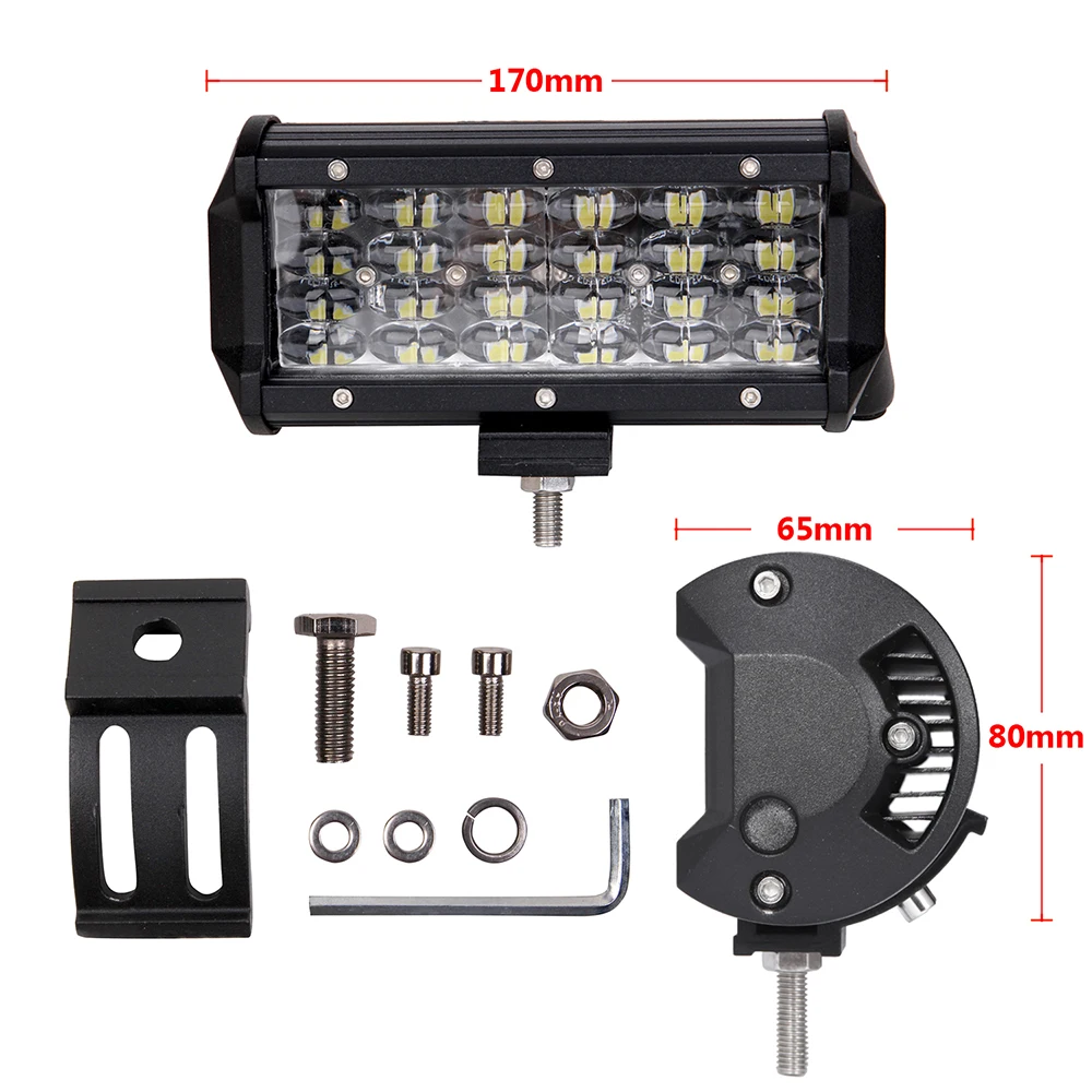 2 предмета Quad строк 7 дюймовый светодиодный бар рабочий светильник 12V 72W 7200lm 6000 К